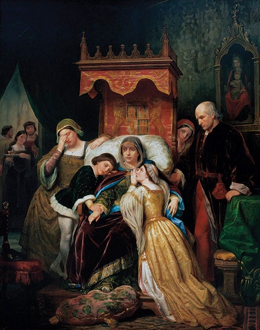 La demencia de Isabel de Portugal. Peregrín Clavé, 1855. Museo de la Academia de Bellas Artes de San Fernando de México.